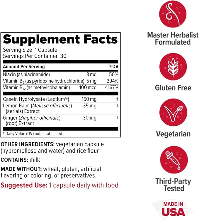 Redd Remedies Peaceful Mama Support a Calm and Healthy Digestive System Lemon Balm and Ginger Root 30 Vegetarian Capsules