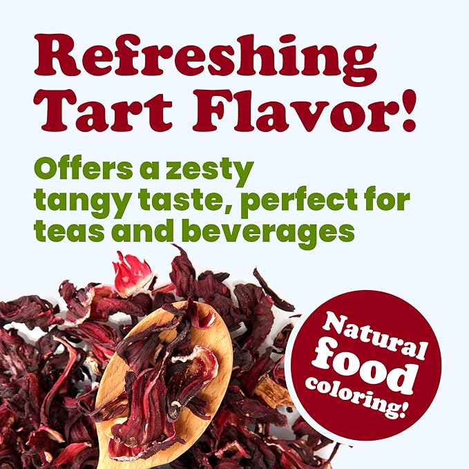 Food to Live Organic Hibiscus Flowers 8 Ounces – Whole Petals. Great for Herbal Tea. Non-GMO. Caffeine-free. Good Source of Vitamin C. Bulk. Kosher
