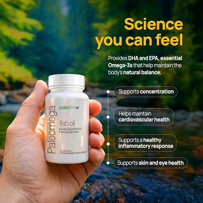 Paleolife - Premium Paleomega Fish Oil. Fresh Natural Fish Oil from Danish Trout - 1500 mg. 60 Soft Capsules (1-Pack)