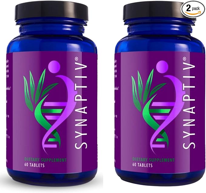 Youngevity Synaptiv™ Brain Support - 12 in1 - Ginkgo Huperzine Bacopa Quercetin and More - with Potent Antioxidant Blend + Vitamins - 60 Count (Pack of 2)