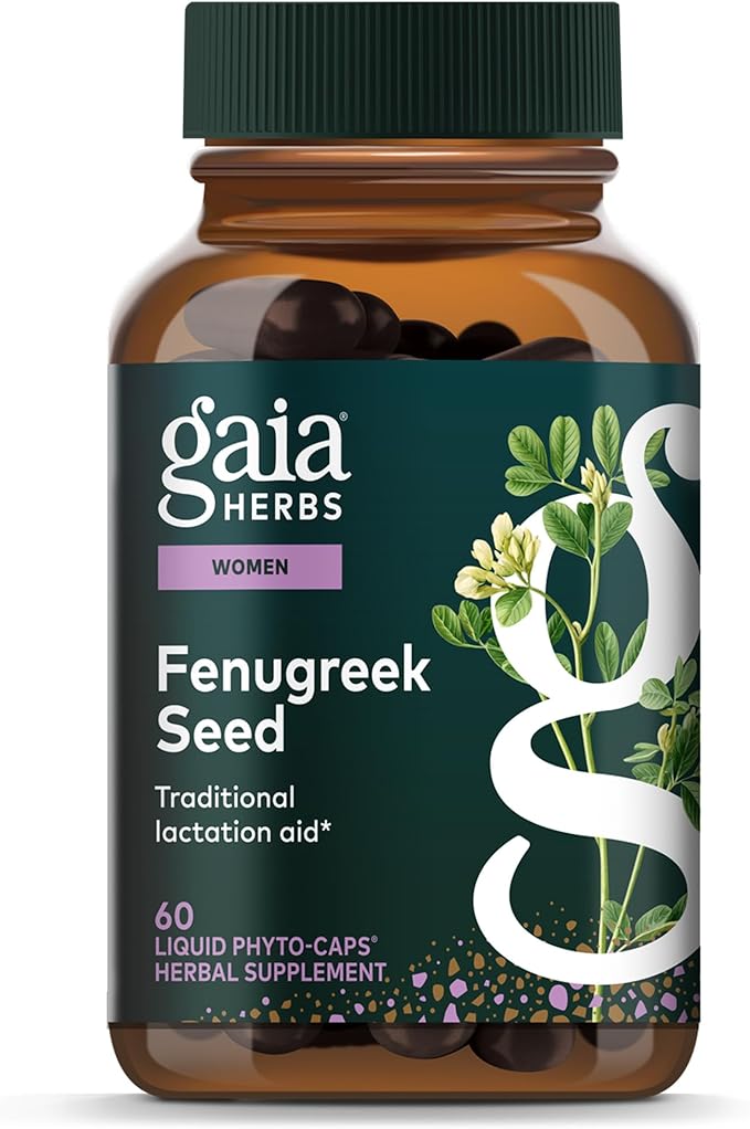 Gaia Herbs Fenugreek Seed - Helps Support Healthy Lactation &amp Breast Milk Production* - Made with Fenugreek Seeds - 60 Vegan Liquid Phyto-Capsules (20 Servings)
