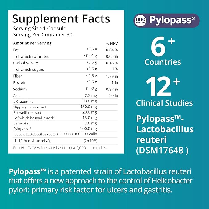 purmeo 4 Pack MagenVital Pylopass H. Pylori Probiotic Supplement - 1 Per Day - Gastritis Acid Reflux Heartburn Stomach Lining Repair - Lactobacillus Reuteri DSM17648 - Made in Germany