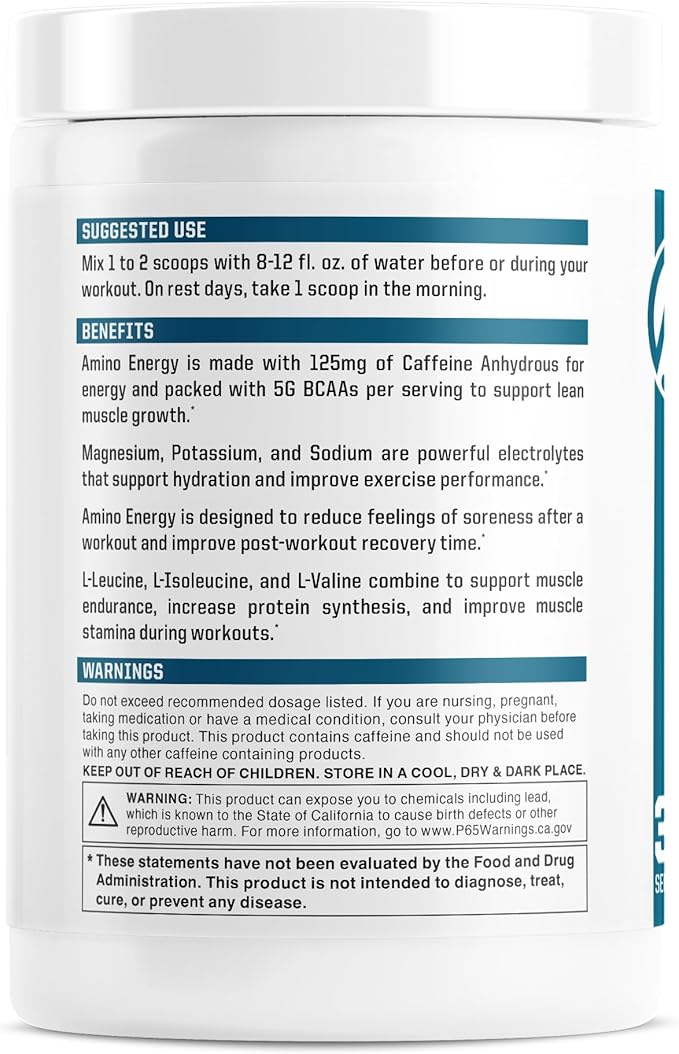NutraOne Amino Energy BCAA Powder Pre-Workout Supplement with Caffeine Branched Chain Amino Acids to Help Fuel and Recover* (Berry Lemonade - 30 Servings)