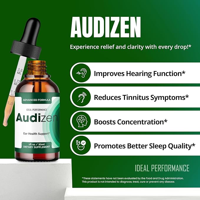 Audizen Tinnitus Drops Official Audizen Tinnitus Relief for Ringing Ears Advanced Ear Health Support Supplement Liquid Drops All Natural for Healthy Ringing Ear Audi Zen Droppers Reviews (2 Pack)