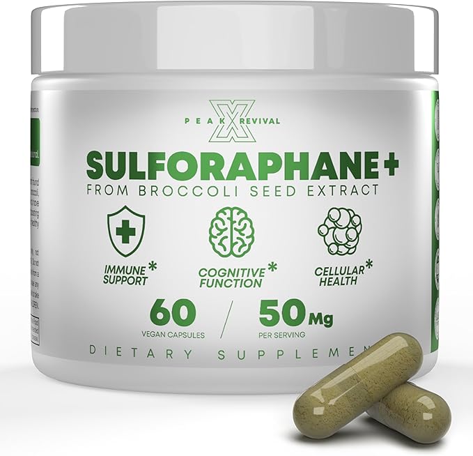 5000mcg of Real Lab-Verified Sulforaphane Supplement - Broccoli Seed Extract 50mg Supplements - Promotes Cognitive Function Liver &amp Cellular Support - 60 Vegan Capsules/Pills