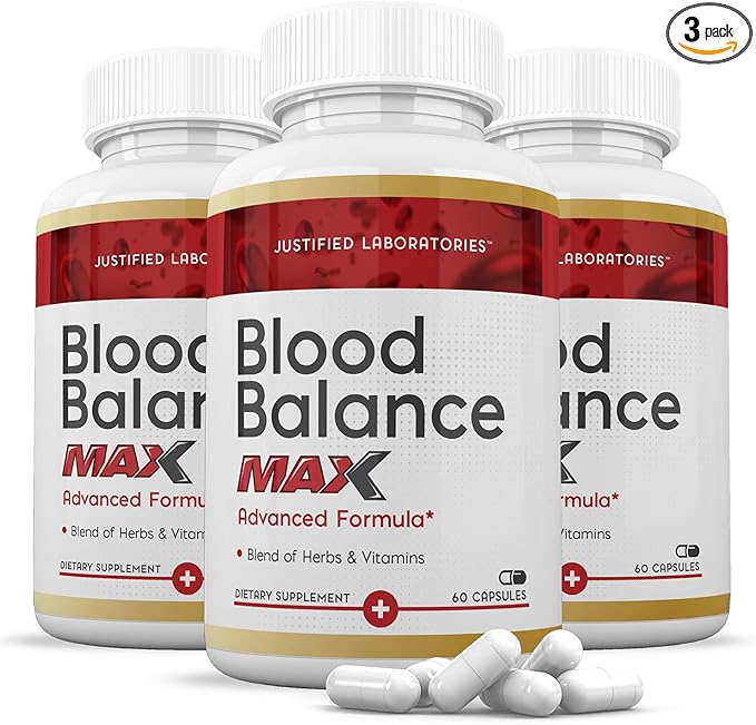 Justified Laboratories (3 Pack Blood Balance Max 1295MG Formula Supplement Pills 180 Capsules