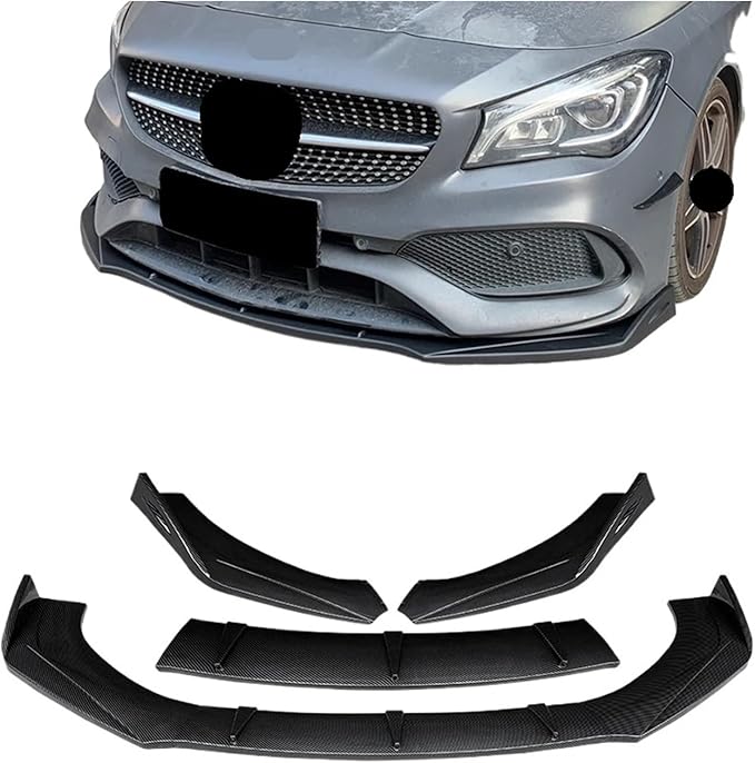 3Pcs Car Accessories Bumper Lip Side Sport Splitter Spoiler Body Kit Compatible For Benz CLA Class CLA200 CLA250 2013 15 19 2022(Carbon Fiber Look)