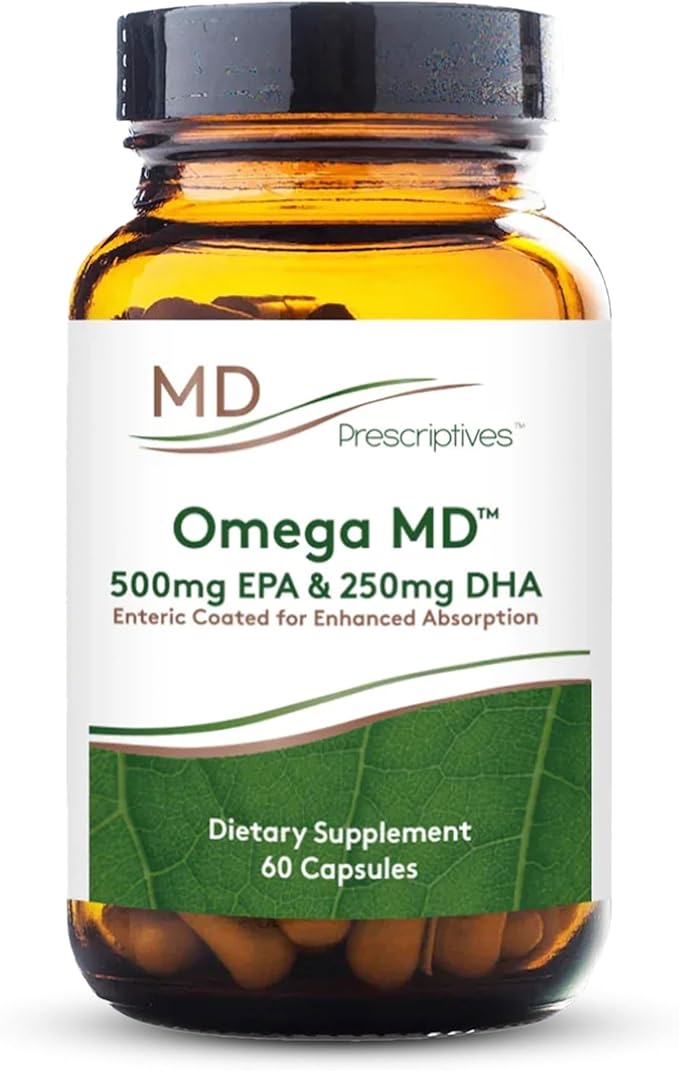 MD Prescriptives Omega MD Supplement - 500 EPA &amp 250 DHA Omega 3 Fish Oil - Supports Brain Health &amp Joints* - No Fishy Smell - 60 Softgels
