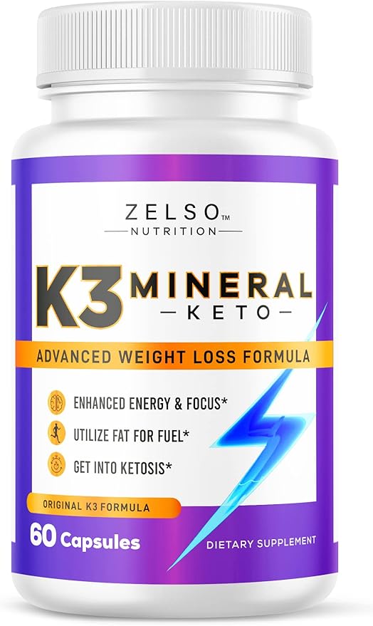 ZELSO K3 Mineral Weight Loss Pills for Women and Men K3 Mineral Pills - K3 Salt Mineral Vitamin + K3 Capsules Supplement for Keto Weight Loss - 1 Month Supply