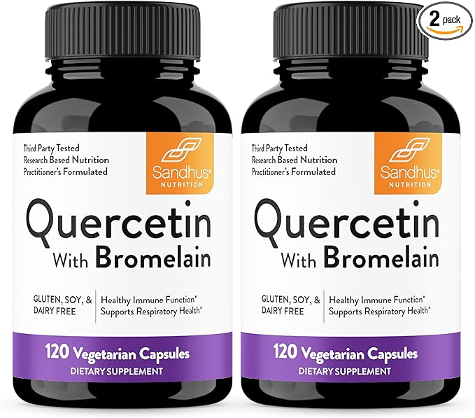 Quercetin with Bromelain Vegetarian Supplement Capsules | 240 Count (1000mg Per Serving 2400 GDU/g) | Supports Healthy Immune System Helps With Seasonal Allergy Support | High Absorption Antioxidant