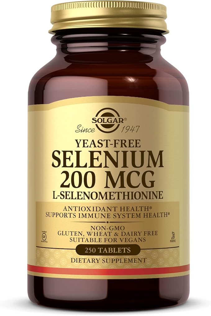 Solgar Yeast-Free Selenium 200 mcg 250 Tablets - Supports Antioxidant &amp Immune System Health - Non-GMO Vegan Gluten Free Dairy Free Kosher - 250 Servings