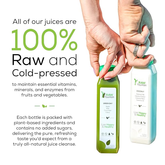 7 Day Juice Cleanse by Raw Fountain All Natural Raw Detox Cleanse Cold Pressed Juice Fast Great Way to Jumpstart a Healthier Diet Kosher Vegan NO Sugar Added 42 Bottles 12oz