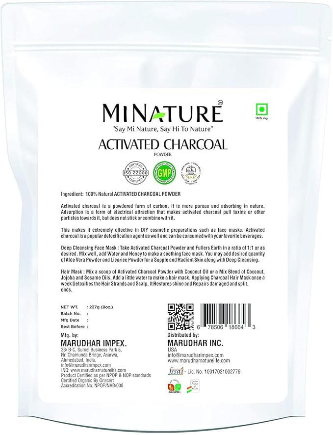 Sheltr Natural Activated Charcoal Powder | Herbal Teeth Whitening Powder- Detoxifying Activated Charcoal for Face &amp Skin Care (227g)