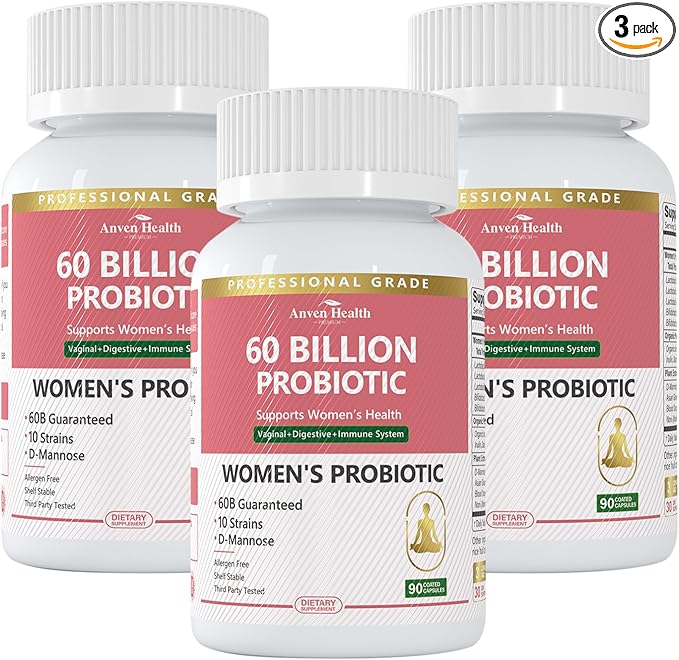 Probiotics and Prebiotics for Women pH Balance &amp Digestive Health - 60 Billion Vaginal Probiotic with Cranberry &amp D-Mannose for Gut Urinary Immune Health Vegan &amp Non-GMO | 270 Capsules