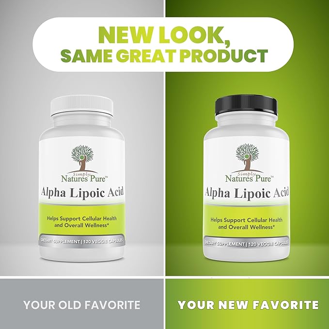 Simply Natures Pure Alpha Lipoic Acid 600mg 120 Veggie Capsules Non-GMO Thioctic Acid 4 Month Supply