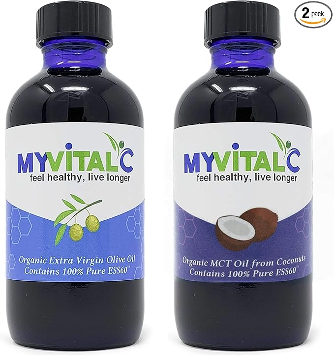 MyVitalC ESS60 Organic MCT Coconut Oil &amp Extra Virgin Olive Oil - 2 Pack - 120ML Each