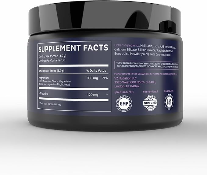 Premium Chelated Peach Mango Magnesium Glycinate Malate Citrate Triple Blend Magnesium Complex (Drink Mix (30 Serv.)