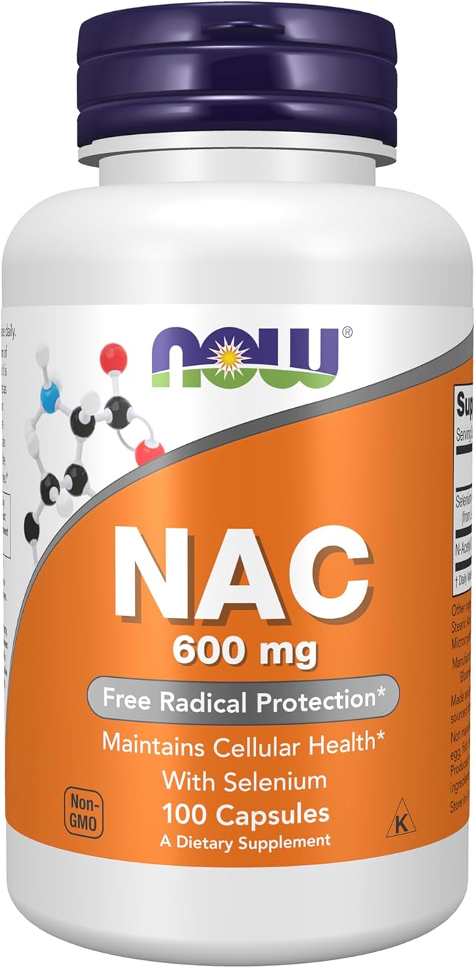 NOW Supplements NAC (N-Acetyl Cysteine) 600 mg with Selenium 100 Capsules