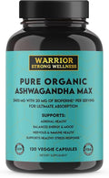 Pure Organic Ashwagandha Capsules with Bioperine - 2400 mg - 120 Capsules - Healthy Stress Response and Mood Boost Immune Health Better Sleep