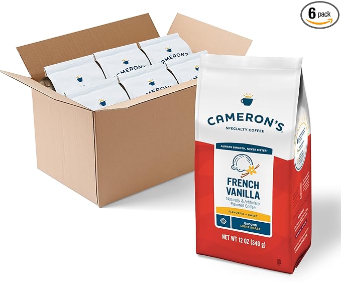Cameron's Coffee Roasted Ground Coffee Bag Flavored French Vanilla 12 Ounce Pack of 6