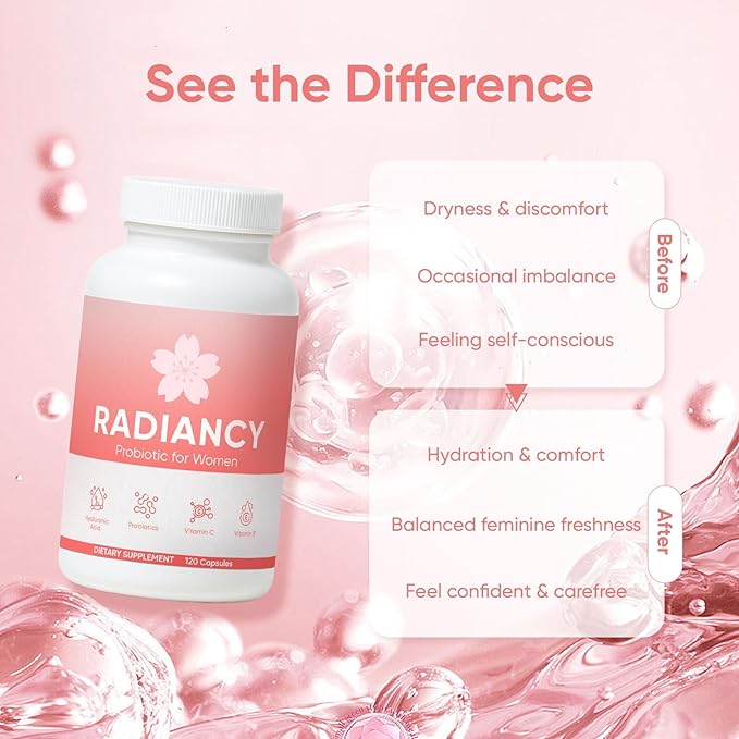 Vaginal Probiotics for Women Vaginal Health - Vaginal Dryness &amp Ph Balance with Lactobacillus Strains Cherry Blossom Extract Hyaluronic Acid Vitamin C 120 Count