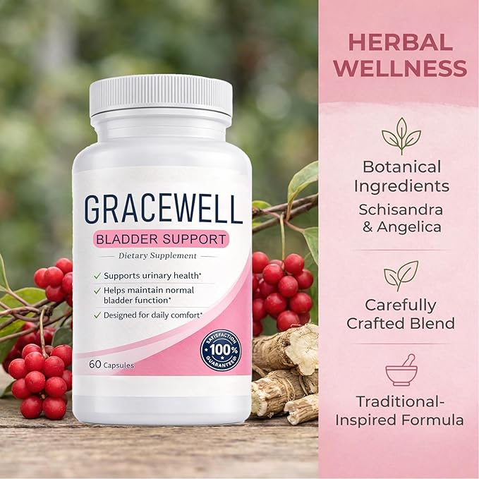 GraceWell Bladder Support Supplement Herbal Blend with Astragalus Root Goji Berry Angelica Root &amp Schisandra for Daily Wellness
