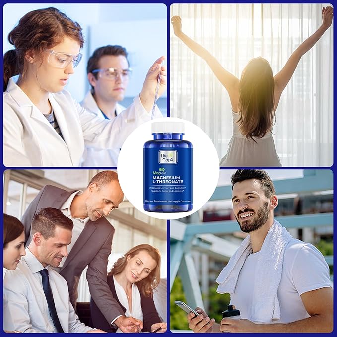 Magnesium L-Threonate Capsules Original Patented Magtein™ Form of Magnesium (Mg) Improve Memory Cognition and Sleep Quality (90 Capsules)