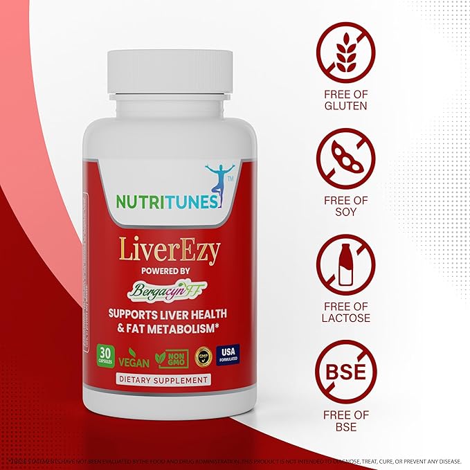 Liver Support Supplement–Supports Detox Cleansing &amp Lipid Metabolism – with Bergacyn FF (Bergamot &amp Artichoke) – 30 LiverEzy Vegan Capsules
