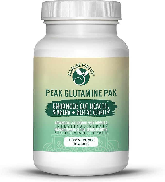 Peak Glutamine PAK 60 Capsules L Glutamine with pyridoxal Alpha-ketoglutarate to efficiently Recycle L-glutamine for Optimal Gut Health Benefit
