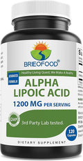 Brieofood Alpha Lipoic Acid 1200mg per Serving - 120 Capsules - Non-GMO Gluten Free