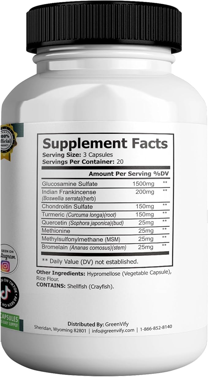 Healthy Flow Joint Support Max 1500mg Glucosamine 60 Capsules Maximum Strength Joint Support Supplement (3)