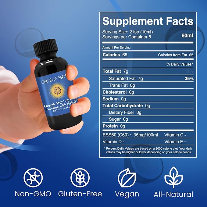 C60 Evo All-Natural Edible Oils Mini Oil Sampler Set with Pure C60 ESS60 Immune Support and Joint Support Supplement with Olive Oil Avocado Oil &amp MCT Coconut Oil Set of 3 2 oz