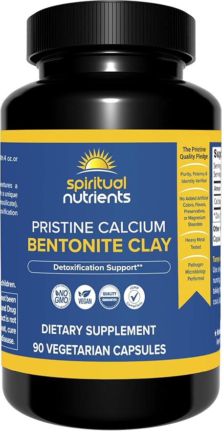 Pristine Calcium Bentonite Clay | Whole Body Detoxification Featuring Calcium Aluminosilicate | Non-GMO Vegan | 90 Capsules