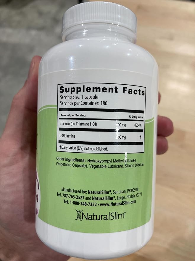 NaturalSlim Natural Appetite Suppressant - Craving Blocker Sugar &amp Refined Carbs Crave Control - Energy &amp Metabolism Booster with L Glutamine &amp Thiamine B1 Supplement - 180 Vegetable Capsu