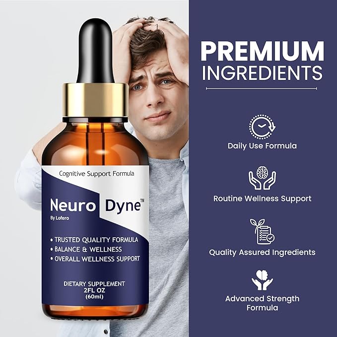 (3 Pack) NeuroDyne Drops NeuroDyne Supplement Memory &amp Focus Mind Energy Health Support Natural Formula Neuro Dyne Liquid Overall Wellness Support Nootropic Clarity Vitamin - Made in USA (6 oz)