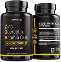 Zinc Quercetin 500mg with Vitamin C Vitamin D3 Bromelain Immune Support High Potency Quercetin Zinc Supplement ZQV by SPARTIS (Pack of 1 Bottle at 120-Caps)