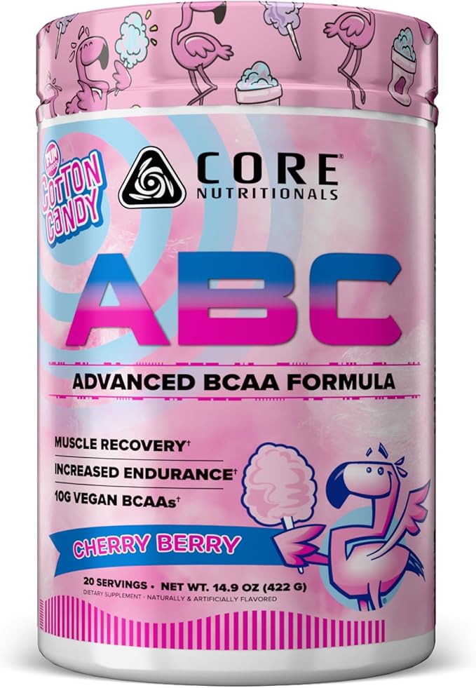 Core Nutritionals ABC Advanced BCAA Supplement | Amino Acid Recovery Blend | with Glutamine Beta Alanine Citrulline Malate | 20 Servings (Fun Sweets Cherry Berry)