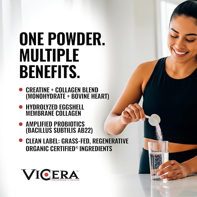 Creatine + Collagen Powder Berry Flavor Creatine Monohydrate and Collagen Supplement with Probiotics Gluten Free Non GMO Easy to Digest Formula 30 Servings 13.8 Oz