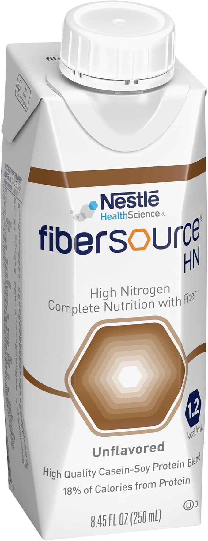 FIBERSOURCE HN High Nitrogen Complete Nutrition with Fiber Tube Feeding Formula (1.2 kcal/mL) Unflavored 8.45 Fl Oz Pack of 24