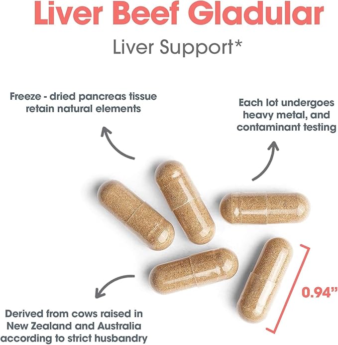 Allergy Research Group Beef Liver Supplement - Liver Function Support Grass-fed Beef Capsules 1000mg Glandular Vitamins - 125 Count
