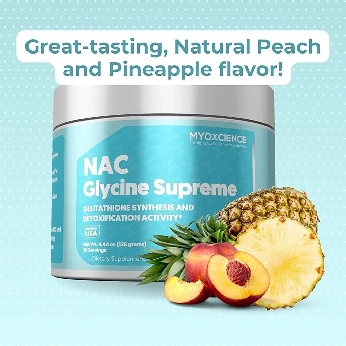 MYOXCIENCE NAC Glycine Supreme | N-Acetyl-L-Cysteine Glycine and Taurine Combination (Natural Peach and Pineapple Flavor) (30 Servings)