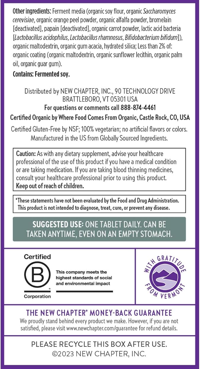 New Chapter Men’s Multivitamin 40+ Extra B6 &amp B12 D3 Vitamin C &amp Zinc Immune Heart Cellular Energy and Brain Health Gentle on The Stomach One Daily Non-GMO Gluten-Free 72 Tablets
