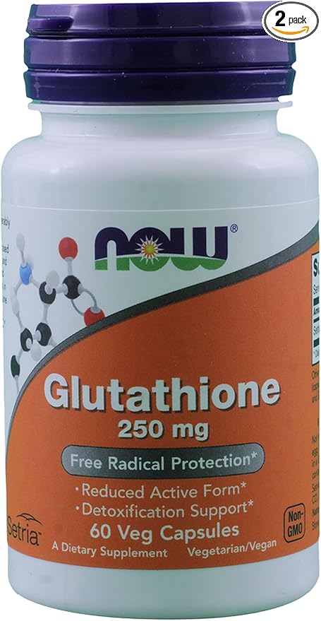 NOW Foods Glutathione 250mg 60 Capsules (Pack of 2)