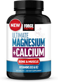 Force Factor Ultimate Magnesium Glycinate Calcium &amp Vitamins D3 &amp K2 Bone Strength Supplement for Women Muscle Relaxation Nerve Function &amp Healthy Bones Easy to Swallow Glaze Coating