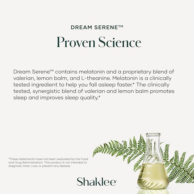 Shaklee - Dream Serene™ Melatonin Sleep Aid - Fall Asleep Faster Wake Up Refreshed - with Melatonin Valerian Lemon Balm L-Theanine - for Ultimate Beauty Sleep - 30 Softgels