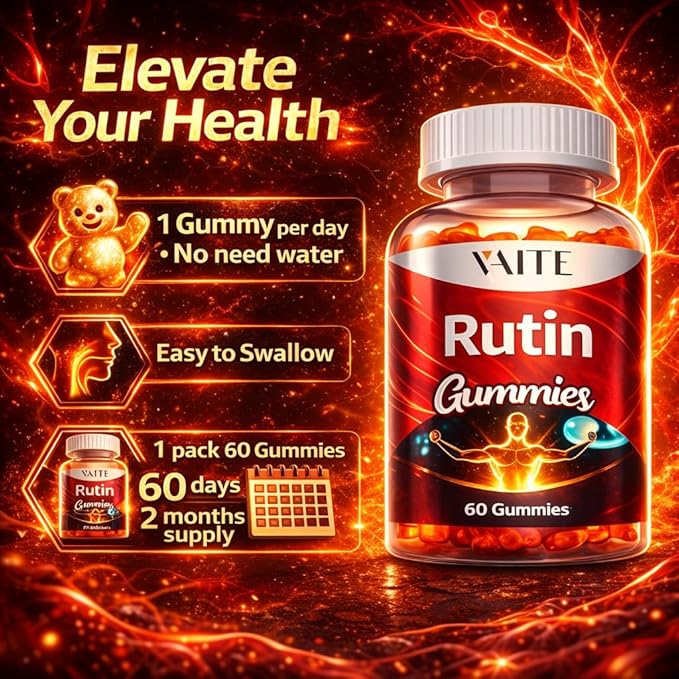 Rutin Supplement 500mg - Sophora Japonica Extract with Quercetin - Antioxidant Gummies for Men and Women - Vein and Leg Wellness - Flavonoid Complex for Daily Vascular Support - 60 Gummies