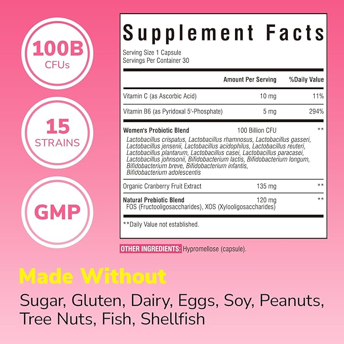 Probiotics for Women 100 Billion CFU 15 Strains 30 Capsules and 120 Capsules Magnesium Citrate 420mg with Vitamin D3 &amp B6