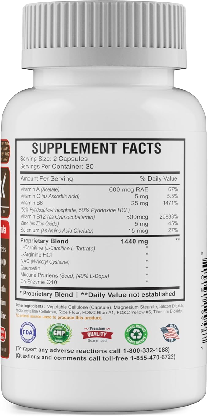 Motility Max – Supports Sperm Motility &amp Reproductive Health Promotes Healthy Blood Flow Libido &amp Testosterone Levels Antioxidant Formula with L-Arginine L-Carnitine &amp Essential Nutrient