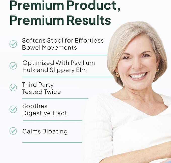 Organics Ocean Better Fiber - Daily Fiber Supplement - Soften Stool for Effortless Bowel Movements - with Psyllium Hulk and Slippery Elm - 3 Bottles