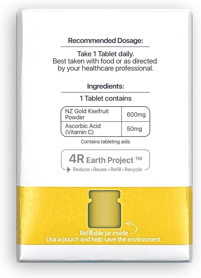 Kiwi Prebiotic + Vitamin C Chews 100% New Zealand Golden Kiwi for Gut Health Digestion Support &amp Regular Bowel Movements (30 Tablets)